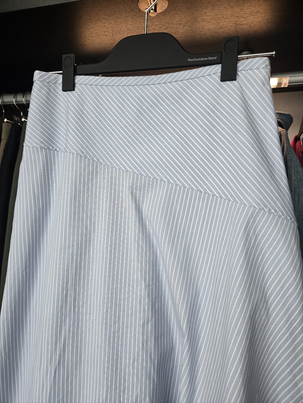 Angled Yoke Skirt in Striped Cotton-Blend - Picture 5 of 11